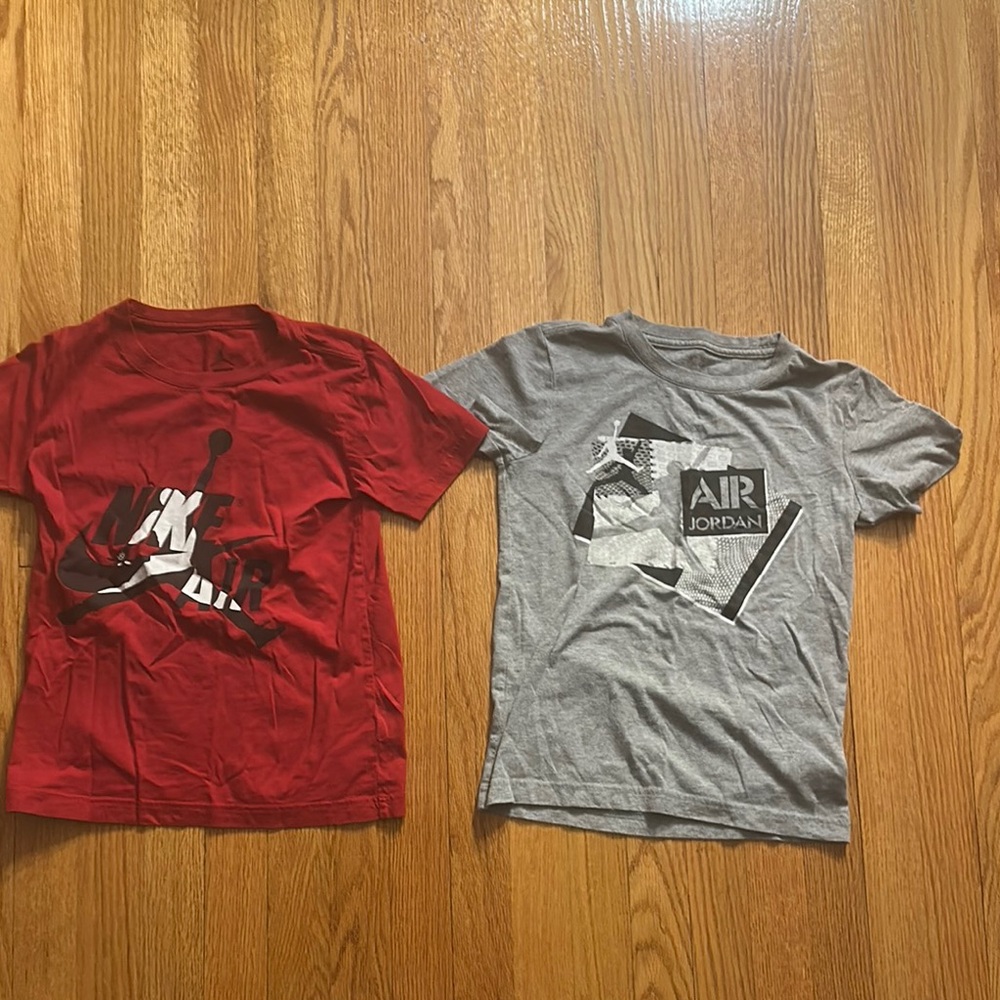Jordan Red and Gray Short Sleeve Tees Athletic Casual Wear